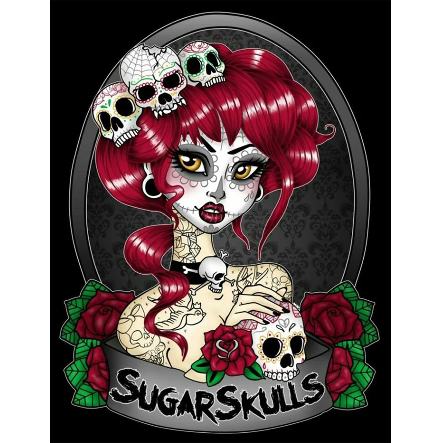 

diy diamond embroidery Skull girl 5d diamond painting,full diamond mosaic picture of rhinestones cross-stitch christmas wall art