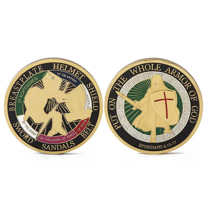 

Put on the Whole Armor of God Ephesians 6-13-17 Challenge Coin Color Bible Commemorative coin Collection currency