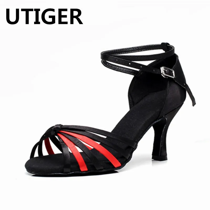 Satin Women Latin Dance Shoes Suede sole Female Ballroom Dancing Shoes