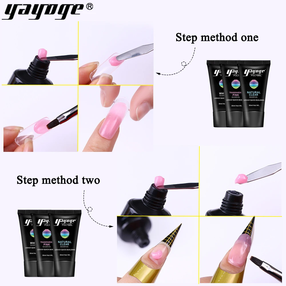 Yayoge poly gel barniz juego de esmalte de uñas Polygel Quick Builder extensión mejora camuflaje LED UV laca brocha