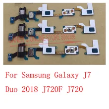 10 PCS Home Button Headphone Jack Flex Cable For Samsung Galaxy J7 Duo 2018 J720F J720 Back Home Button Sensor Flex Spare Part