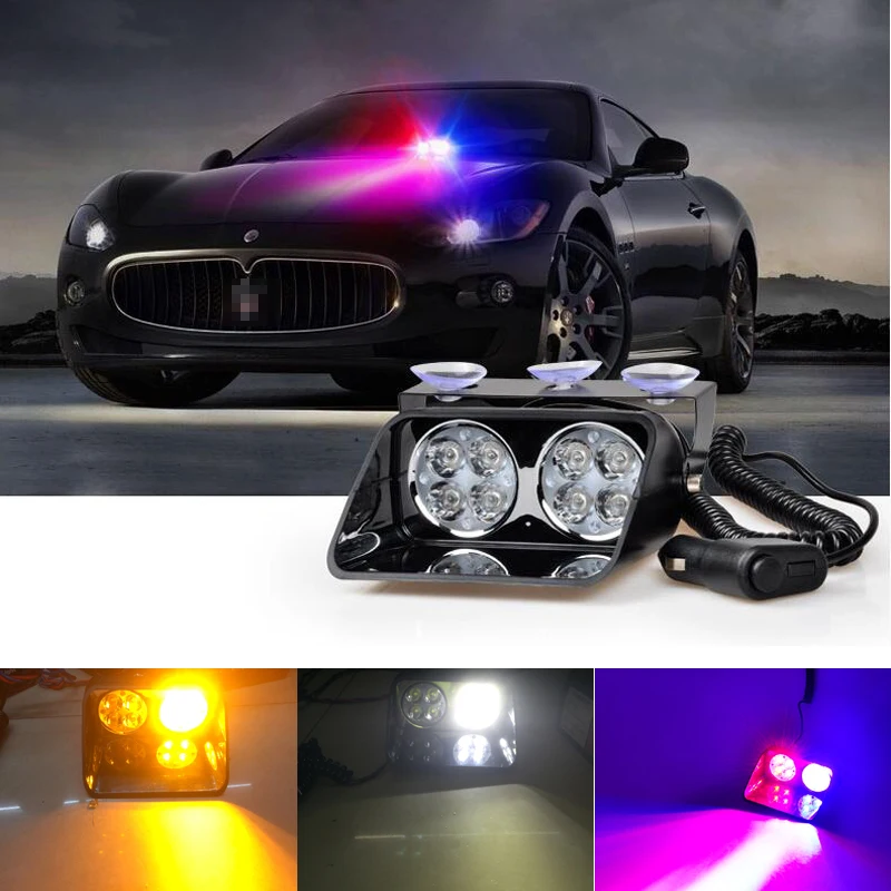 

8LEDS Signal Light Car Truck Dash Emergency Strobe Warning Flash Light LED Police light Red/Blue/White/Amber