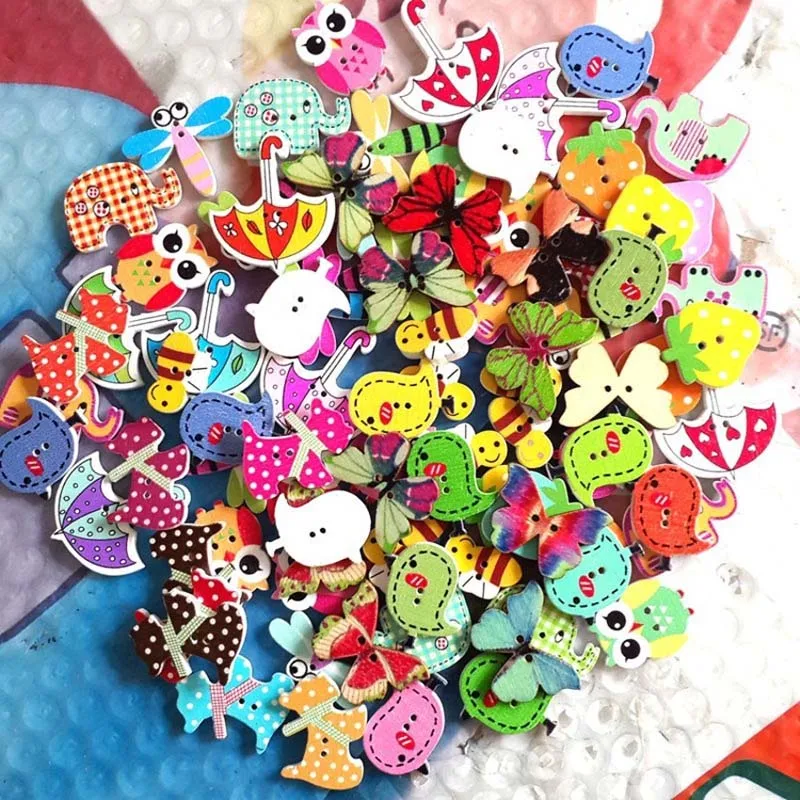 

50pcs DIY Popular Scrapbooking Buttons Cute Cartoon Sewing Animal Craft #4