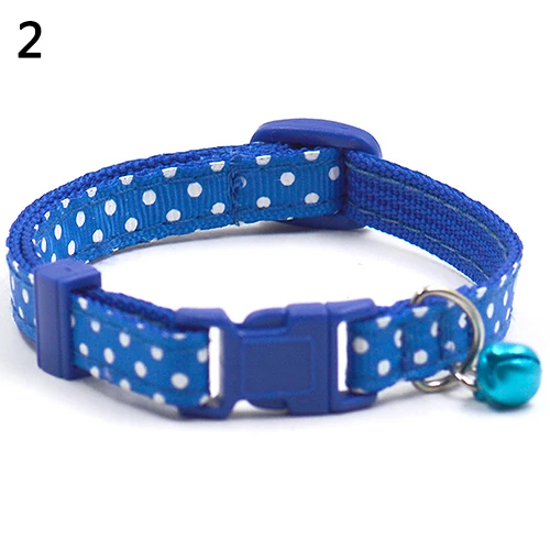 Регулируемый нейлоновый для собак щенков в горошек ошейник с колокольчиком - Цвет: Синий