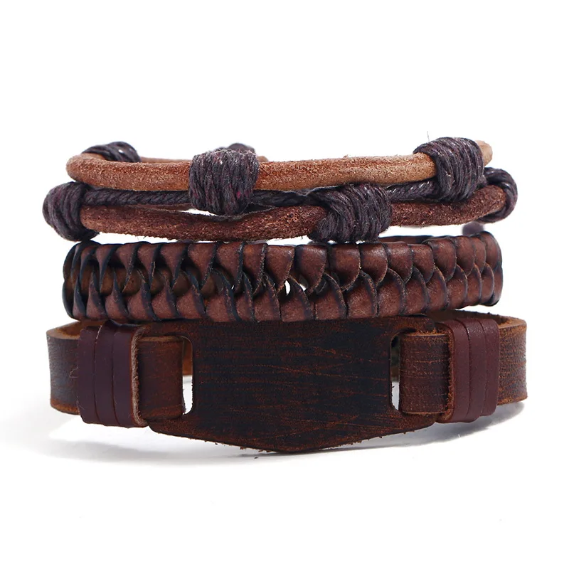 

Simple New Punk Vintage Woven Leather Bracelets Fashion Personality Men's Handmade Woven Jewelry Accessories