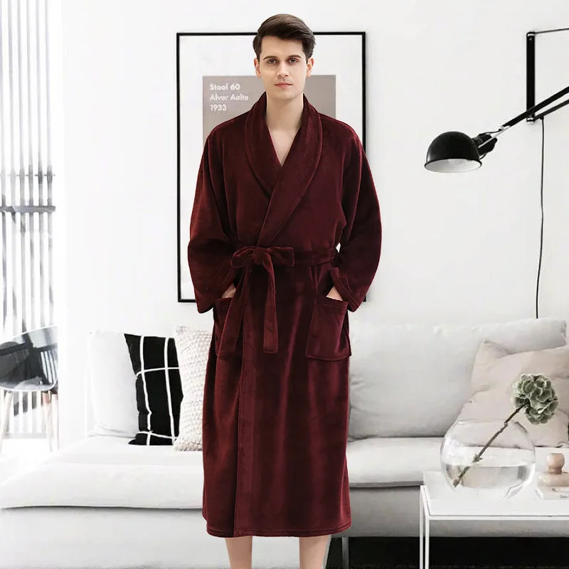 Фланелевый Халат Пара Осень-зима плюс удобрение для увеличения пижамы женское Коралловое бархатное мужское утепленное платье - Color: A