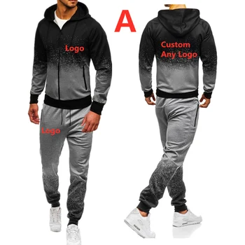

A For Men's Autumn Spring Sporting Suit Sweatshirt Sweatpants Brand Car Logo print Mens zipper hoodies pants Slim Tracksuit
