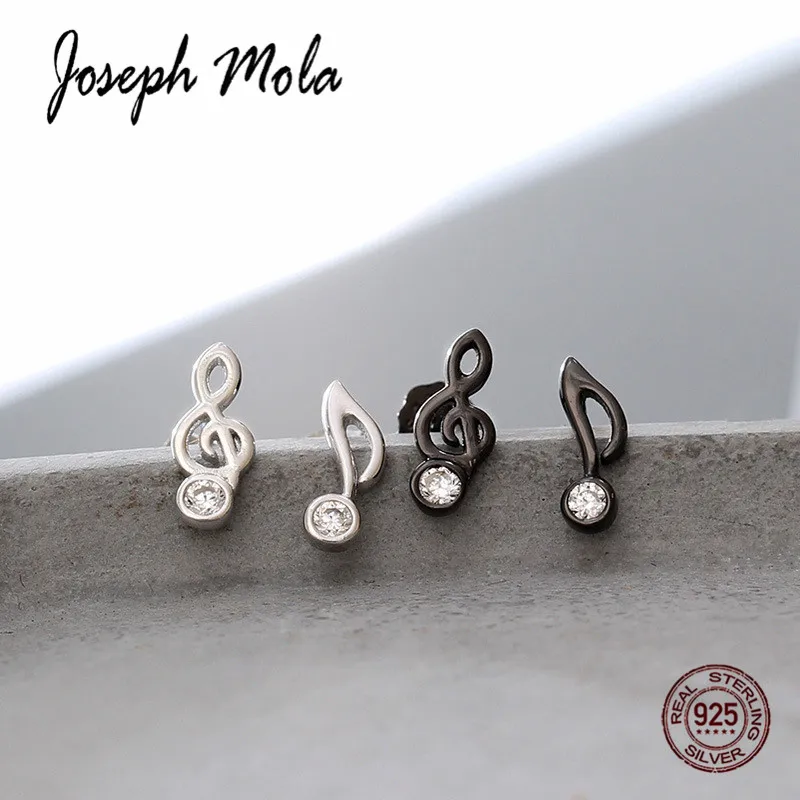 

Joseph Mola 925 Sterling Silver Original Classic Musiccal Note Zircon Stud Earrings For Women Vintage Korea Style Fine Jewelry