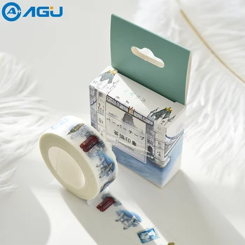 

AAGU 1PC 15MM*10M Box Package Cute Fox House Washi Tape Good Quality Japanese Masking Tape Fresh Design DIY Adhesive Paper Tape
