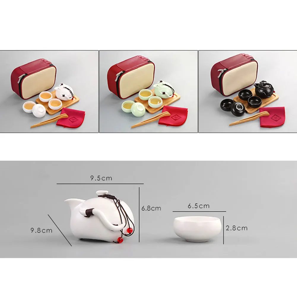 Китайский чайный набор портативный керамический набор чашек винтажный кунг-фу чайная кружка лоток для горшков с сумкой для хранения для путешествий#5