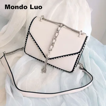

Autumn 2018 New Fashion Trendy Woman Korean Version of Tassel Chain Single Shoulder Skew Satchel Envelope Bag