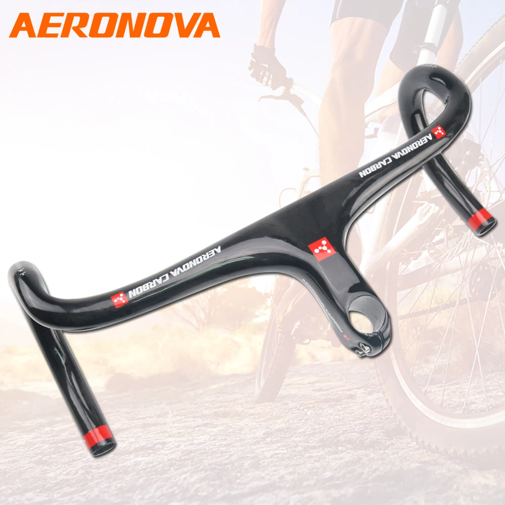 AERONOVA Road Bike Handlebar 400/420/440mm Bicycle Handlebar 28.1-29.5mm Carbon Road Bicycle Handlebars Integrated With Stem AERONOVA Road Bike Handlebar 400/420/440mm Bicycle Handlebar 28.1-29.5mm Carbon Road Bicycle Handlebars Integrated With Stem