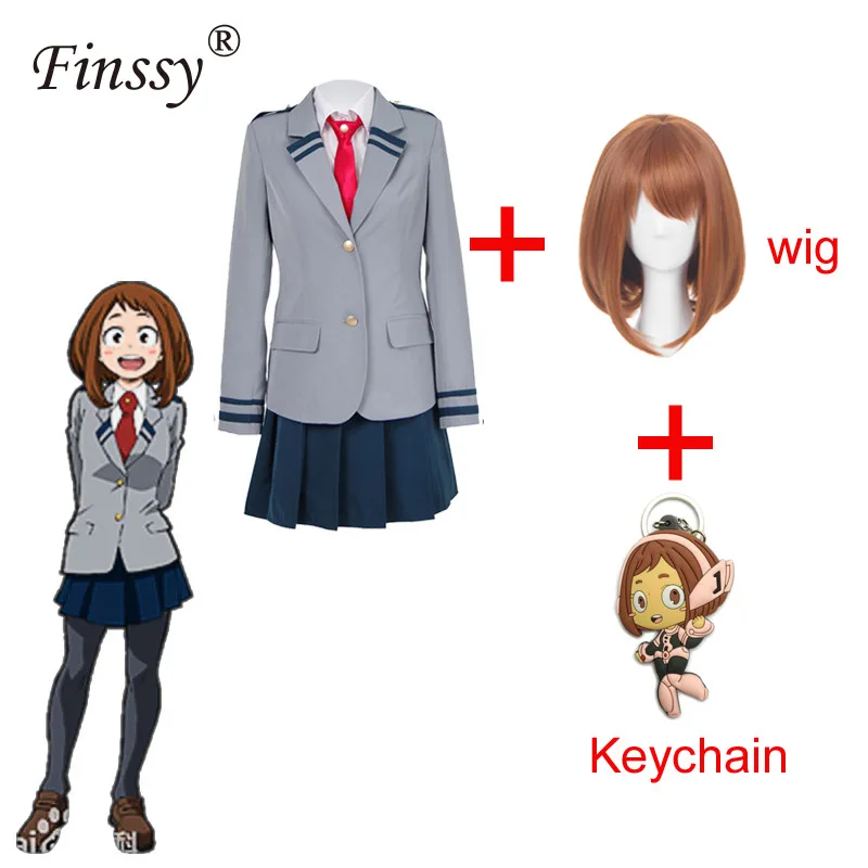 

Anime Cosplay Costume School Uniform My Hero Academia Cosplay Three-piece Suit Including Costume Wig Keychain