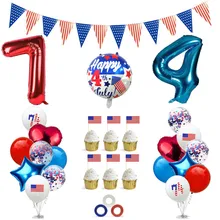 26 шт. 4 июля украшения для вечеринки сделанные своими руками воздушные шары набор торт флаг-украшение для дня американской независимости вечерние сувениры