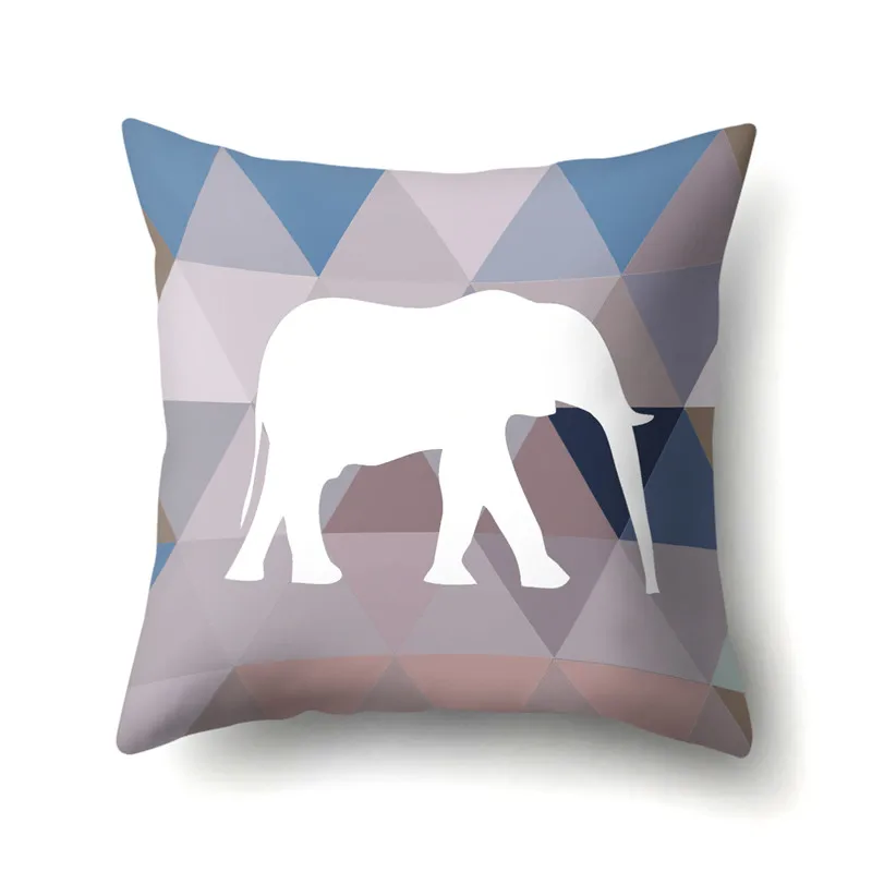 Geometric Animals Printed Diamond Cushion Cover 45x45cm Polyester Rabbits Throw Pillow Covers Cushions Home Decor Pillowcases