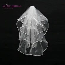 Wowbridal изящные невесты фата простой- предназначен лента край раффлед два- слой из органзы свадебные аксессуары