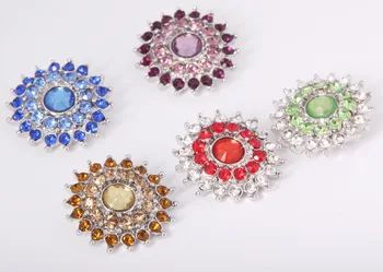 

10PCS 2Style Full Crystal 9Color Snap Metal Alloy Button Jewelry For Fit 18MM DIY Snap Jewelry Bracelet&Necklace
