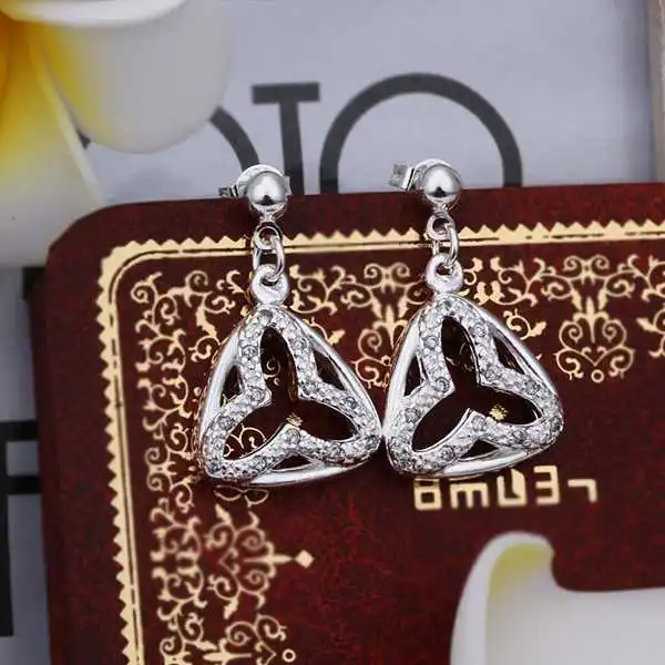 

Hot Sell!Wholesale 925 earring,925 silver fashion jewelry Earrings,Inlaid Stone Zircon Earring E396