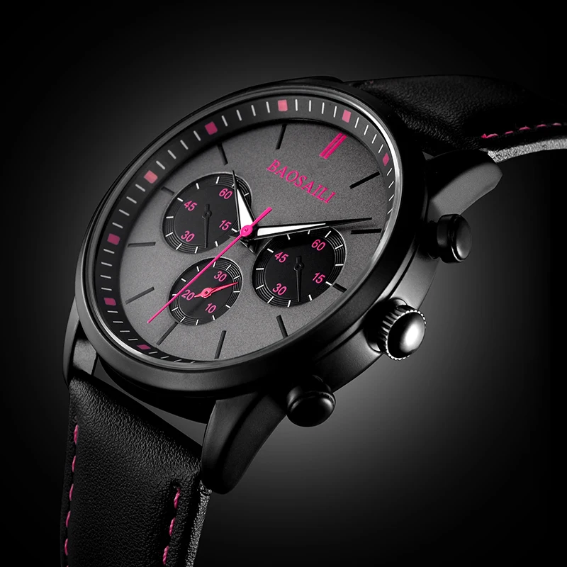 

BSL1044 BAOSAILI Brand Waterproof Men Watches 3 Eyes for Decoration Sports Wrist Watch Relogio Japan Movement Unisex