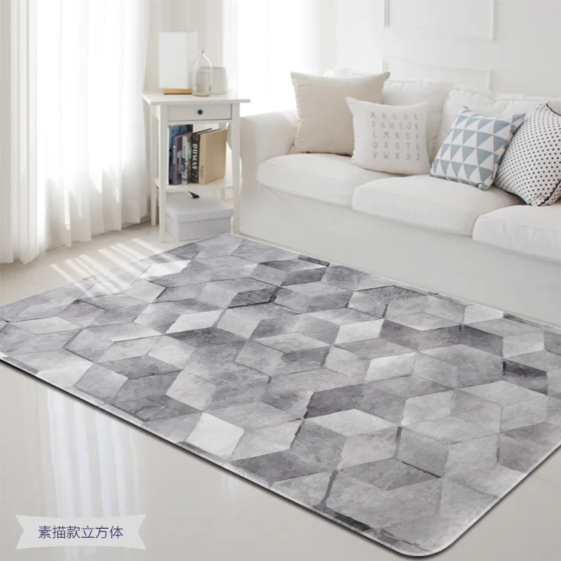 Concise Sketch Shape Geometric Pattern Large Carpet For Living Room Chair Table Rugs Children Play Soft Polyester Floor Mat