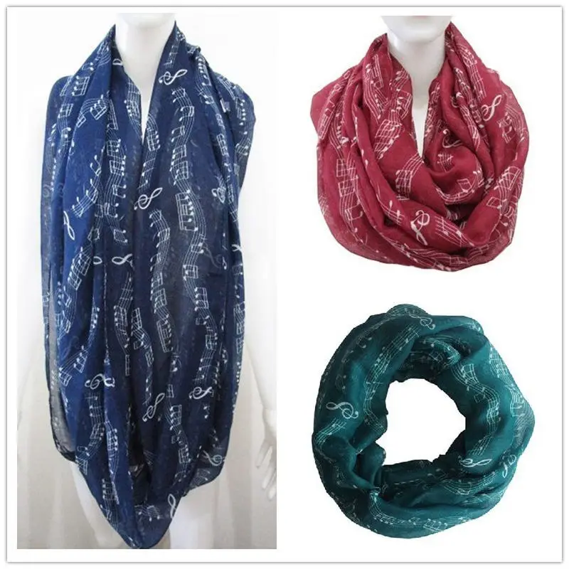 

2017 Fashion Musical Note Chiffon Scarves Women's Scarf Shawl Long Stoles Spring Muffler Chiffon Infinity Scarf New Hot Selling