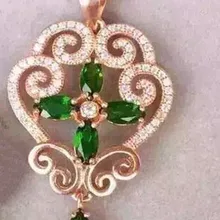 Натуральный зеленый диопсид кулон S925 серебро Природный камень кулон Цепочки и ожерелья модный дворец с бахромой женские вечерние украшения