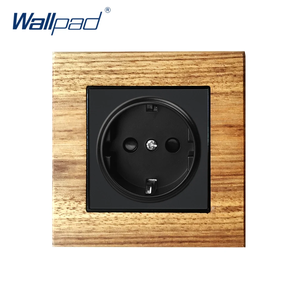 Европейская немецкая 2 контактная розетка Schuko Wallpad роскошная деревянная панель