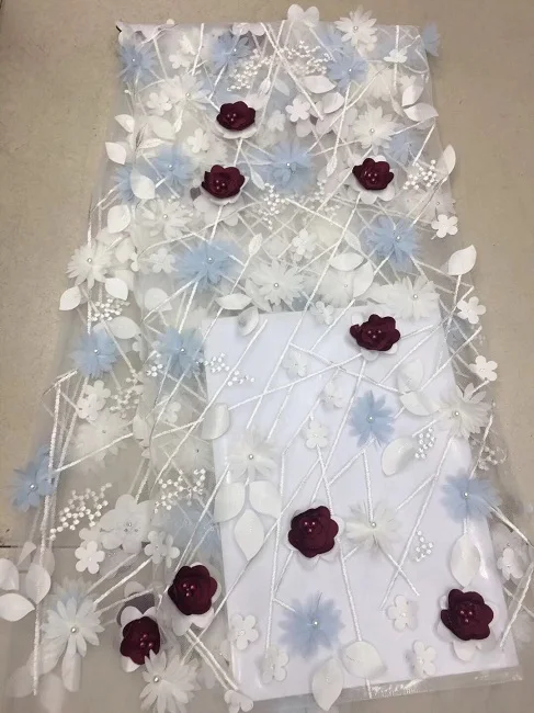 

3d lace fabric for wedding dresses 2018 new 5 yards african lace fabric high quality french net lace with 3d flower Xfj