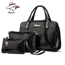 Роскошная сумка из лакированной кожи+ клатчи+ кошельки, женская сумка на плечо из крокодиловой кожи пу, дизайнерская Модная стильная сумка