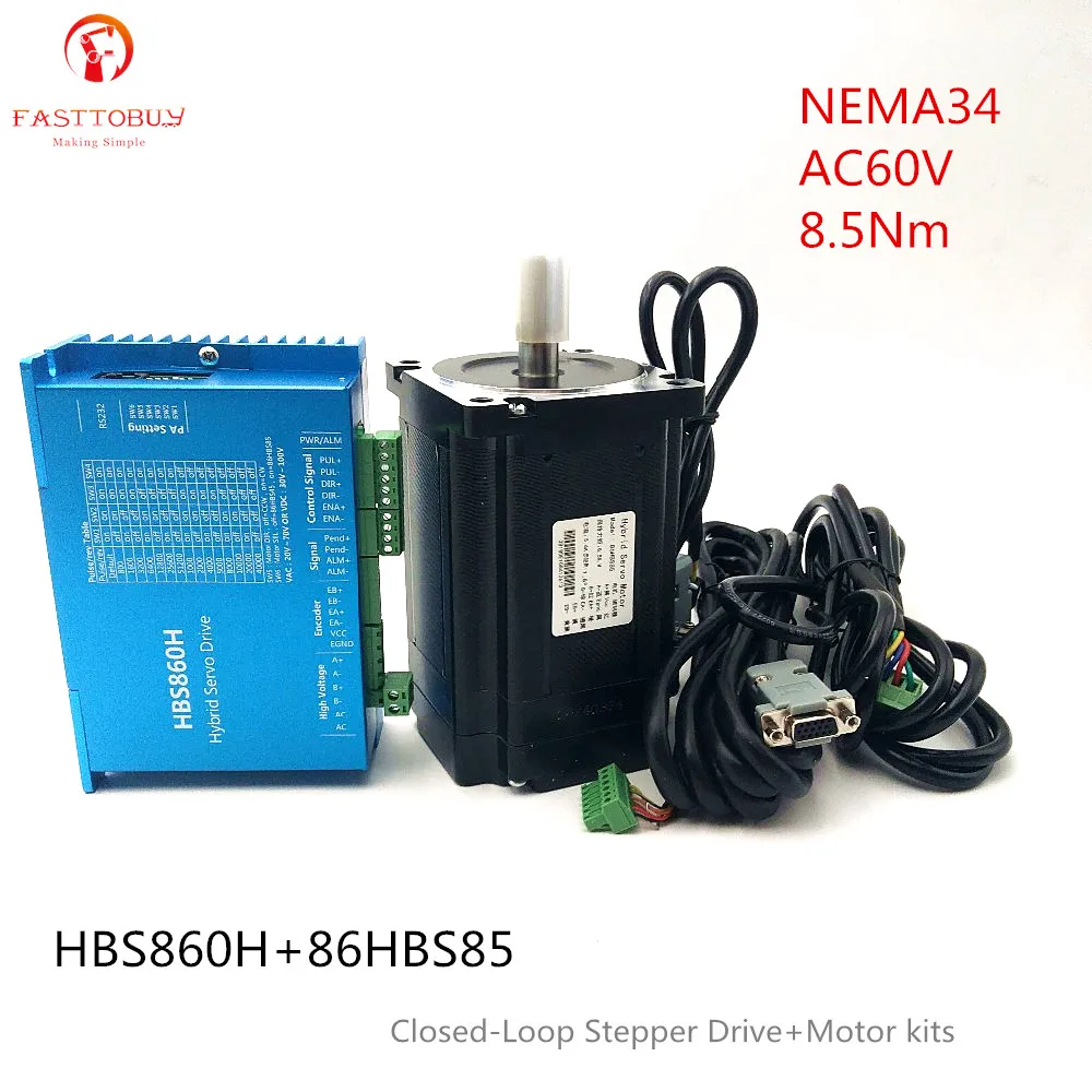 NEMA34 AC60V нм чпу шаговый привод с замкнутой петлей + комплекты двигателей HBS860H 86HBS85