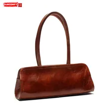 HANSOMFY, женские сумки из натуральной кожи, первый слой, кожа, маленькая сумка на плечо, простая дикая Подушка, сумка, бостонские маленькие сумки