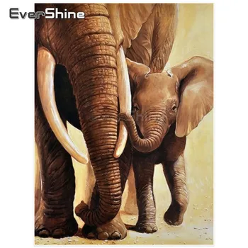 

EverShine Diamond Embroidery Full Square Elephant Diamond Painting Cross Stitch Animals Diamond Mosaic Picture Rhinestone Gift