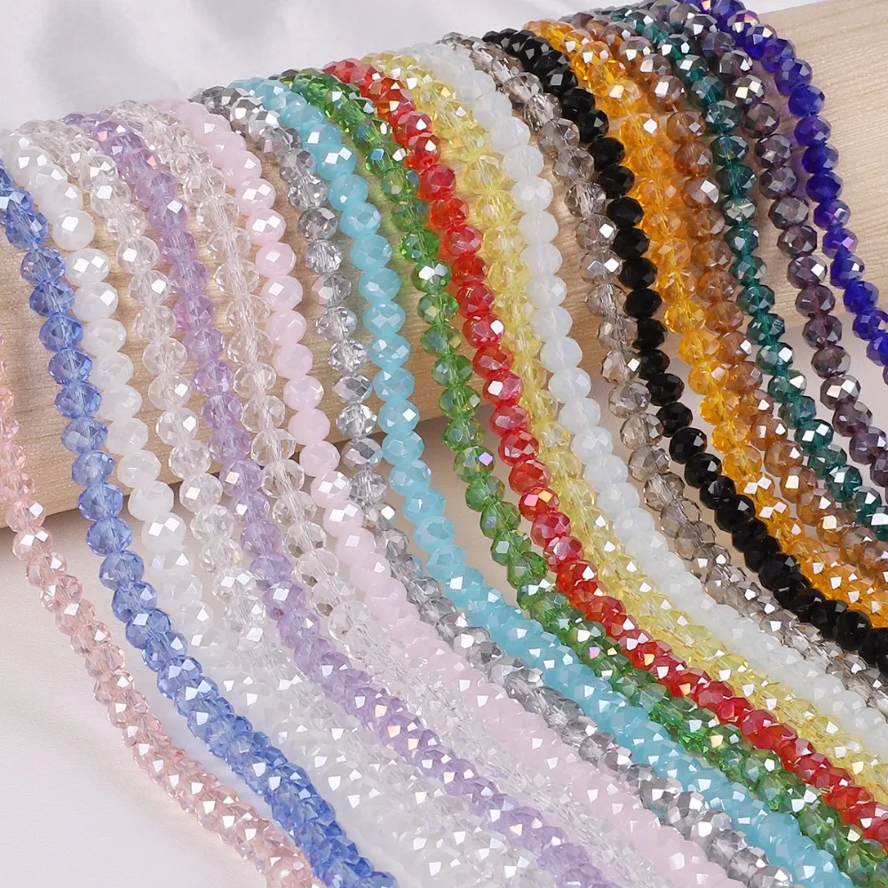 

Pick Size 2 3 4 6 8mm Czech Loose Rondelle Crystal Beads For Jewelry Making Diy Needlework AB Color Spacer Faceted Glass Beads