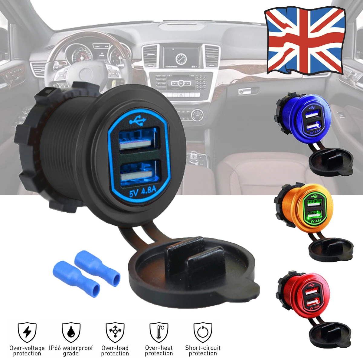 SOONHUA Car Quick Charger QC 3.0 Power Adapter Dual USB Vehicle Chargers DC 12 V-24 V Cigarette Socket Lighter 2 Port