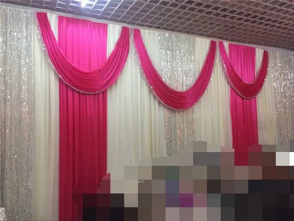 Роскошные блесток Фиолетовый красные, синие фон драпировка с Съемный занавес Свадебные показывает празднования украшение штора-фон 3x6 м
