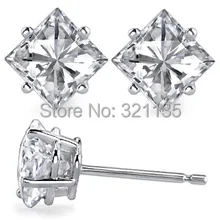 LASAMERO Princess Cut Basket Prongs серьги-гвоздики 14 K белого золота 2.3ctw Lab Grown moissanies серьги-гвоздики с бриллиантами для свадьбы