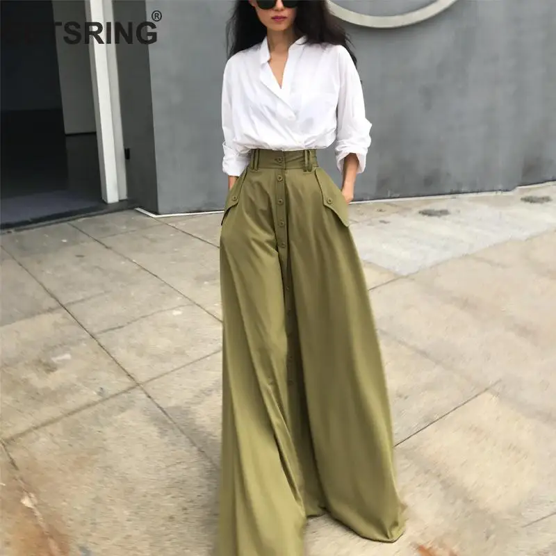 

GETSRING Women 2 Piece Skirt Sets Suit Women Long Sleeve White Shirts High Waist Single Breasted Super Long Skirt 2 Set Woman