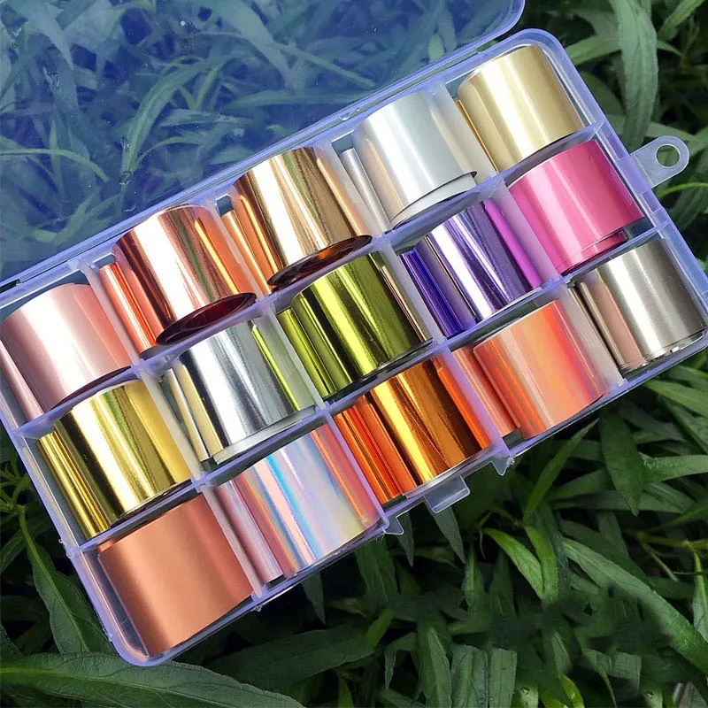 

1 Box Nail Foils Stickers Metal Gold ilver Color Starry Paper Transfer Foil Wraps Adhesive Decals Nail Art Decorations