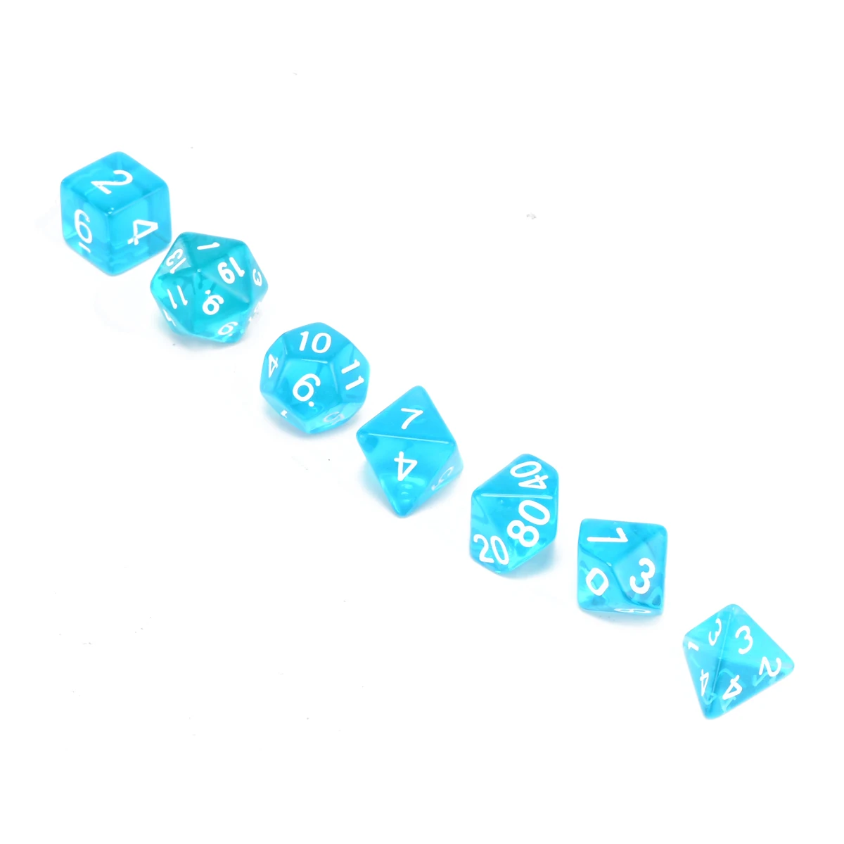7pc Translucent Polyhedral Dices Blue Set For RPG Dungeons and Dragons With Dice Bag Family School Party Bar Outdoor Table Games