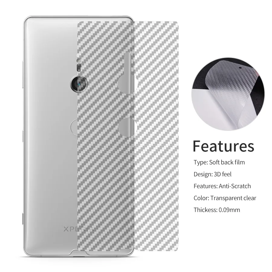 

KLOVRRD Back Full Cover Screen Protector for Sony Xperia XZ3 XZ2 X XZ Premium XZ1 Compact Carbon Fiber Protective Film Sticker