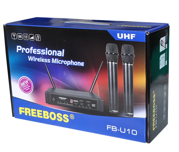 condenser microphone Freeboss FB-U10H2 Dual Way Digital UHF Wireless Microphone with 2 Lapel 2 Headset microphone (2 Bodypack Transmitter) usb microphone
