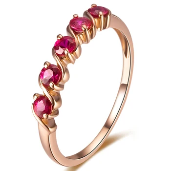 

Hot Sell!GVBORI 18K Rose Gold Natural Ruby Gemstone Rings For Women Wedding/Anniversary/Engagement/Party/gift Red Fine Jewelry