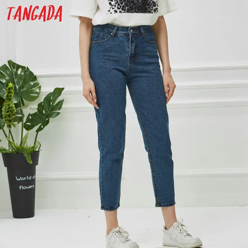 

Tangada 2019 boyfriend jeans woman loose cozy jeans blue mom pants jeans women casual high street jean femme FN24