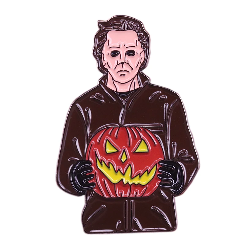 

Michael Myers brooch murder mask Jack-o-lantern badge 70s horror movie pin perfect accessory for Halloween horror party
