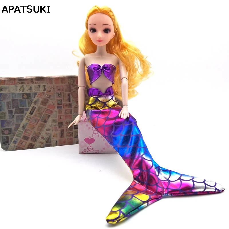 

Colorful Dolls Party Dress Gown Bra & Skirt Fashion Top Bra Clothes For Barbie Doll Cosplay Genuine Mermaid Fishtail Dresses Toy