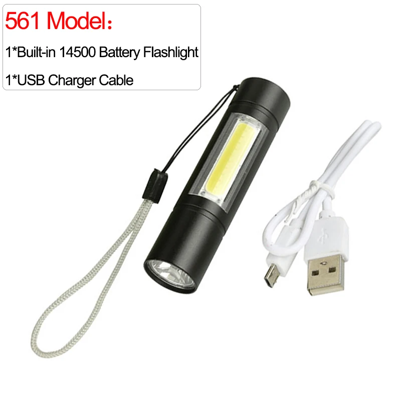 Multifunctional LED Flashlight USB Rechargeable battery Powerful T6 torch Side COB Light linterna tail magnet Work Light personalized flashlights Flashlights