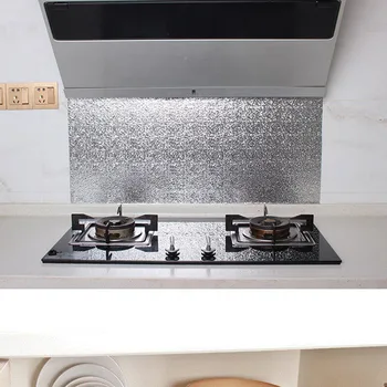 Waterproof Stickers Wall Sticker Oilproof Self adhesion Tin Foil Kitchen Wall High temperature Self adhesive Croppable New