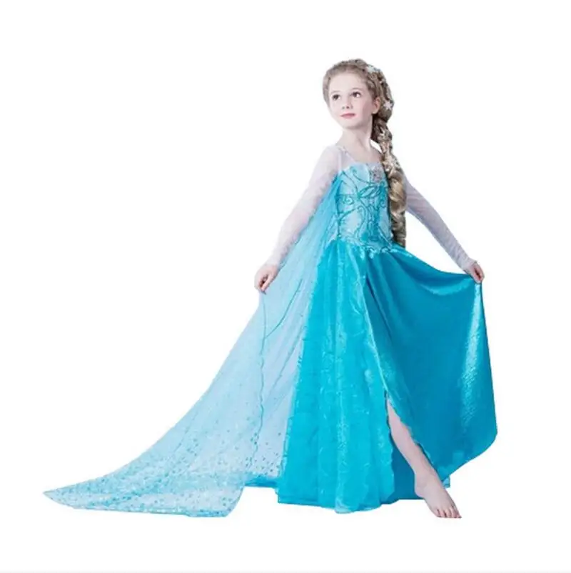 2016 elsa dress girls Cosplay Dress Costume snow queen princess anna