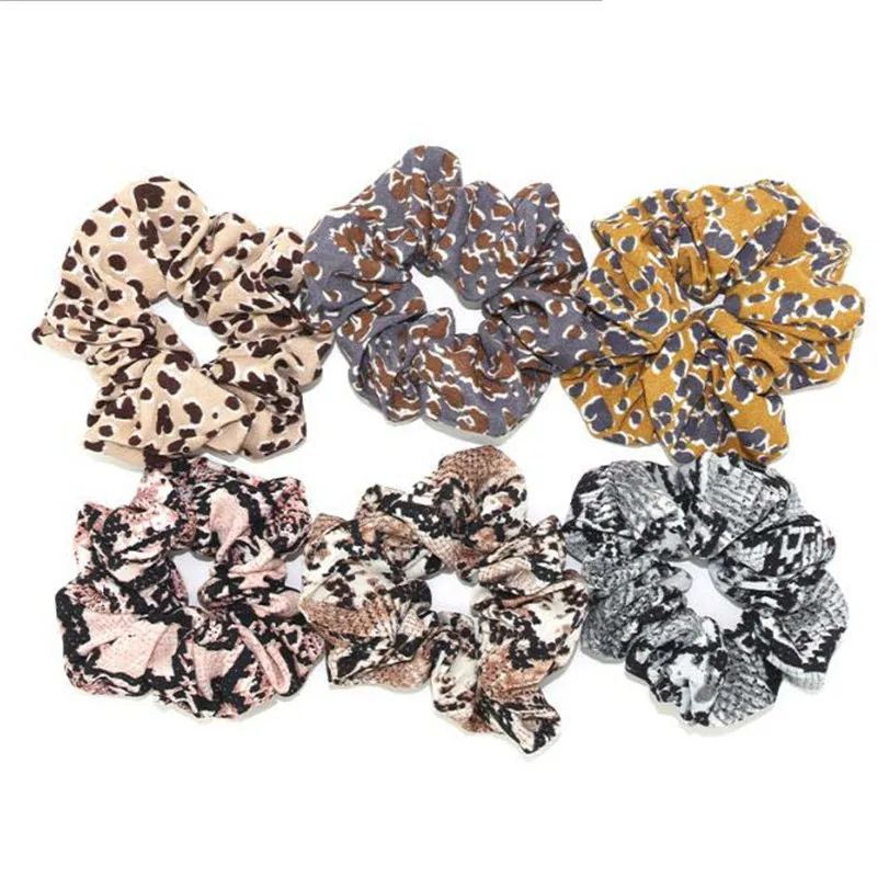 

Women's Scrunchies Snake Elastic Hair Bands Ladies Stretch Ponytail Rubber Leopard Headband Solid Headwear Hair Accessories