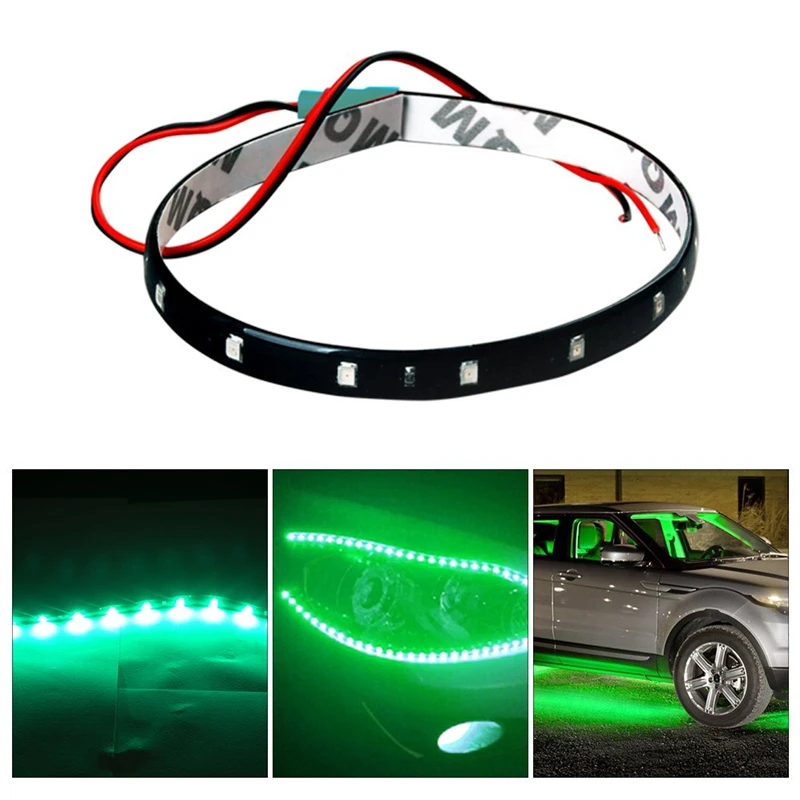 KEYECU 10 шт. зеленый 30 см 15SMD ультра яркие полосы света салона автомобиля светодиодные украшения полосы освещения